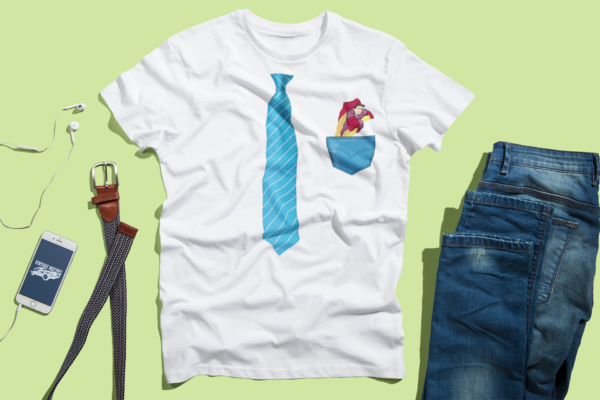 Camiseta con corbata y super héroe para el día del padre